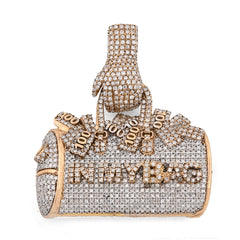 10k Yellow Gold 5CTW Natural Diamond "IN MY BAG" Hand Bail Pendant 18.1gm Charm