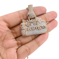 10k Yellow Gold 5CTW Natural Diamond "IN MY BAG" Hand Bail Pendant 18.1gm Charm