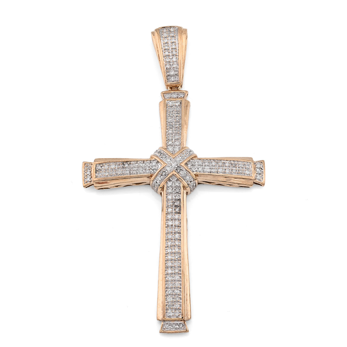 10k Yellow Gold 1.75CTW Natural Diamond Cross Religious Charm Mens 6.2gm Pendant