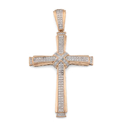 10k Yellow Gold 1.75CTW Natural Diamond Cross Religious Charm Mens 6.2gm Pendant