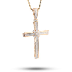 10k Yellow Gold 1.75CTW Natural Diamond Cross Religious Charm Mens 6.2gm Pendant