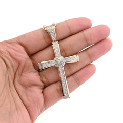 10k Yellow Gold 1.75CTW Natural Diamond Cross Religious Charm Mens 6.2gm Pendant