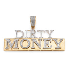 10k Yellow Gold "DIRTY MONEY" Charm 1CTW Natural Diamond ICED Pendant 9.8g Charm