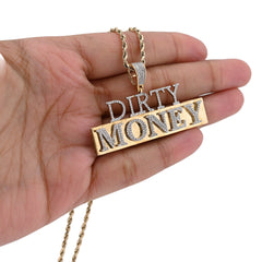 10k Yellow Gold "DIRTY MONEY" Charm 1CTW Natural Diamond ICED Pendant 9.8g Charm