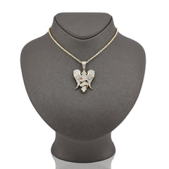 10k Yellow Gold Cross w/ Angel Wings 0.83CTW Natural Diamond Charm 10.2g Pendant