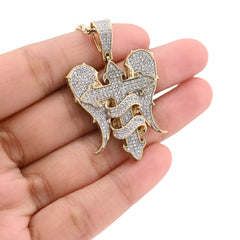 10k Yellow Gold Cross w/ Angel Wings 0.83CTW Natural Diamond Charm 10.2g Pendant
