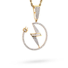 10k Yellow Gold 3/4CT Natural Round/Baguette Diamond Lightning Bolt 3.6g Pendant