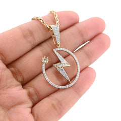 10k Yellow Gold 3/4CT Natural Round/Baguette Diamond Lightning Bolt 3.6g Pendant