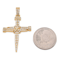 Fine 10k Yellow Gold 1.5CTW Natural Diamond Nail Cross Pendant Mens 7.2gms Charm