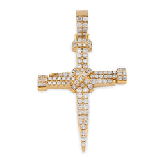 Fine 10k Yellow Gold 1.5CTW Natural Diamond Nail Cross Pendant Mens 7.2gms Charm