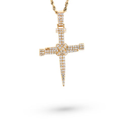 Fine 10k Yellow Gold 1.5CTW Natural Diamond Nail Cross Pendant Mens 7.2gms Charm