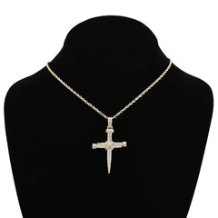 Fine 10k Yellow Gold 1.5CTW Natural Diamond Nail Cross Pendant Mens 7.2gms Charm