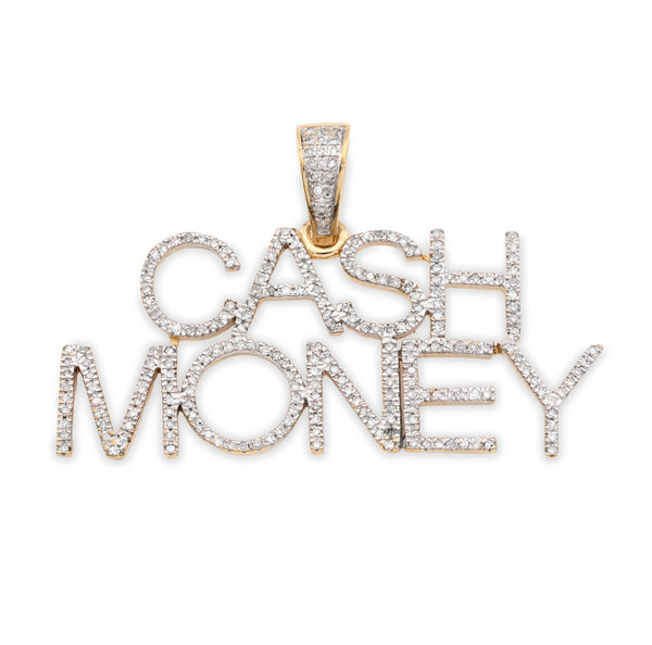 Fine 10k Yellow Gold 1CTW Natural Diamond "CASH MONEY" Mens Pendant 4.1gms Charm