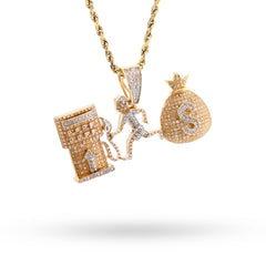 10k Yellow Gold 0.86CTW Natural Diamond Gas Pump Money Bag Pendant 10.4gms Charm