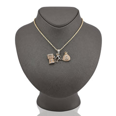 10k Yellow Gold 0.86CTW Natural Diamond Gas Pump Money Bag Pendant 10.4gms Charm
