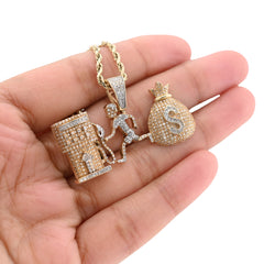 10k Yellow Gold 0.86CTW Natural Diamond Gas Pump Money Bag Pendant 10.4gms Charm