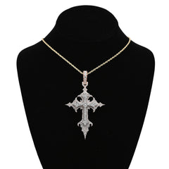 925 Rose Princess Cut Solitaire 7.83 CTW Lab Diamond Cross Pendant 37.6gms Charm