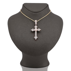 925 Sterling Silver Rose Cross Pendant 5.14CTW Lab Diamond Mens 14.8gm Charm