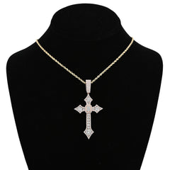 925 Sterling Silver Rose Cross Pendant 5.14CTW Lab Diamond Mens 14.8gm Charm