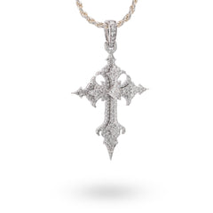925 2.96CTW Lab Diamond Princess Cut Solitaire Cross Pendant Mens 12.9g Charm