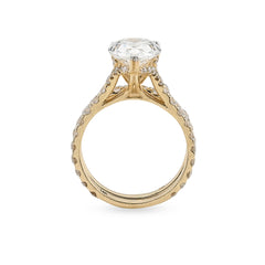Womens 14k Yellow Gold 5.85 CTW Teardrop Diamond Ring with Band 4.8gm