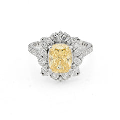 14k White Gold 3.15CTW Lab Diamond Womens Engagement Ring 3.9gm