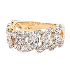 10k Yellow Gold 8.2gms 1 CTW Natural Diamond Mariner Link Band Mens Ring Size 10
