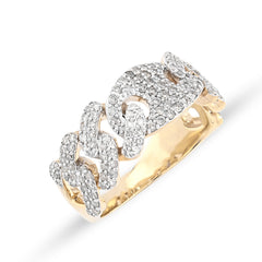 10k Yellow Gold 8.2gms 1 CTW Natural Diamond Mariner Link Band Mens Ring Size 10