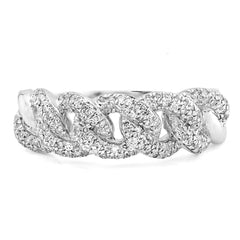 10k White Gold 0.25 CTW Natural Diamond Size 10 Cuban Link Ring Mens 3.7gms Ring
