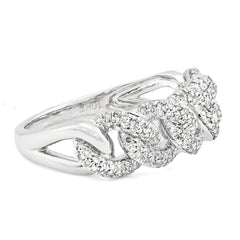 10k White Gold 0.25 CTW Natural Diamond Size 10 Cuban Link Ring Mens 3.7gms Ring