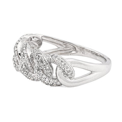 10k White Gold 0.25 CTW Natural Diamond Size 10 Cuban Link Ring Mens 3.7gms Ring