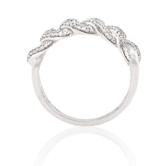 10k White Gold 0.25 CTW Natural Diamond Size 10 Cuban Link Ring Mens 3.7gms Ring