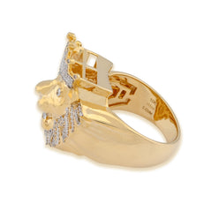 Mens 10k Yellow Gold 0.42CTW 11.5gms Natural Diamond Crown Lion Face Animal Ring