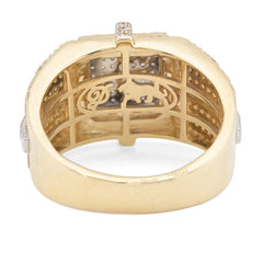 Mens 10k Yellow & White Gold 1.05CTW Natural Diamond Square Shape Ring 9.9g Band