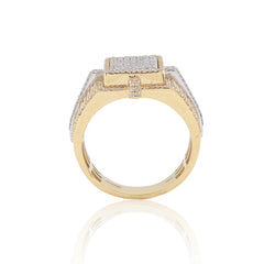 Mens 10k Yellow & White Gold 1.05CTW Natural Diamond Square Shape Ring 9.9g Band