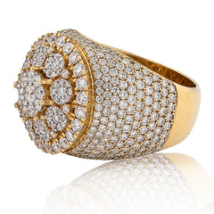 Mens 10k Fine Yellow Gold 0.85 CTW Natural Diamond Globe Face 13gms Ring-Size 10