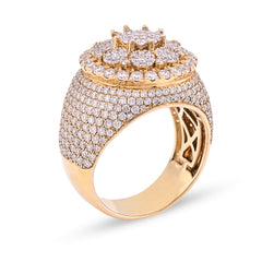 Mens 10k Yellow Gold 4.43CTW Natural Diamond Cluster Round Ring 13.5gms Band