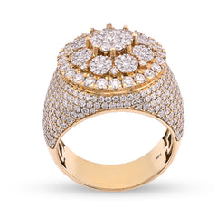 Mens 10k Yellow Gold 4.43CTW Natural Diamond Cluster Round Ring 13.5gms Band
