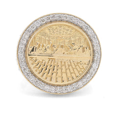 Mens 10k Yellow Gold 2.3CTW Natural Diamond Round Last Supper Ring 11.5gms Band