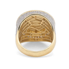 Mens 10k Yellow Gold 2.3CTW Natural Diamond Round Last Supper Ring 11.5gms Band