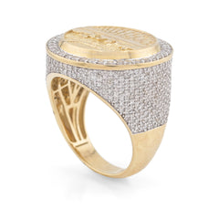 Mens 10k Yellow Gold 2.3CTW Natural Diamond Round Last Supper Ring 11.5gms Band