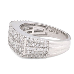 Mens 14k White Gold 1.31CTW Natural Diamond Multi Row Rectangle Ring 8.1gms Band