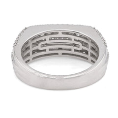 Mens 14k White Gold 1.31CTW Natural Diamond Multi Row Rectangle Ring 8.1gms Band