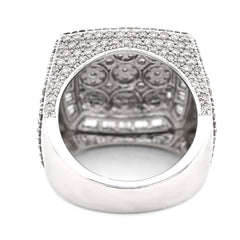 10k White Gold 5.76CTW Pure Round/Baguette Diamond Flower Square Ring 15.1g Band