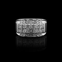 Mens 925 Sterling Silver 0.25CTW Natural Diamond Multi-Row Column Ring 8.2g Band