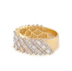 Men 14k Yellow Gold 2.5CTW Natural Round/Baguette Diamond Diagonal Ring 10g Band