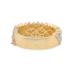 Men 14k Yellow Gold 2.5CTW Natural Round/Baguette Diamond Diagonal Ring 10g Band