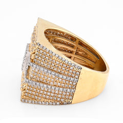 10k Yellow Gold 2.5CTW Natural Diamond Two Row Cuban Link Mens Ring 10gms Band