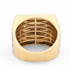 10k Yellow Gold 2.5CTW Natural Diamond Two Row Cuban Link Mens Ring 10gms Band