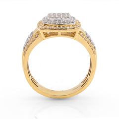 Mens 10k Yellow/White Gold 1.01CTW Natural Diamond Cluster Square Ring 7.1g Band